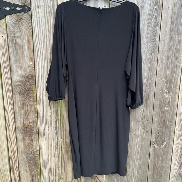 RALPH LAUREN Little Black Cocktail Dress Ruched waist Split Sleeve size 8 - Picture 13 of 13
